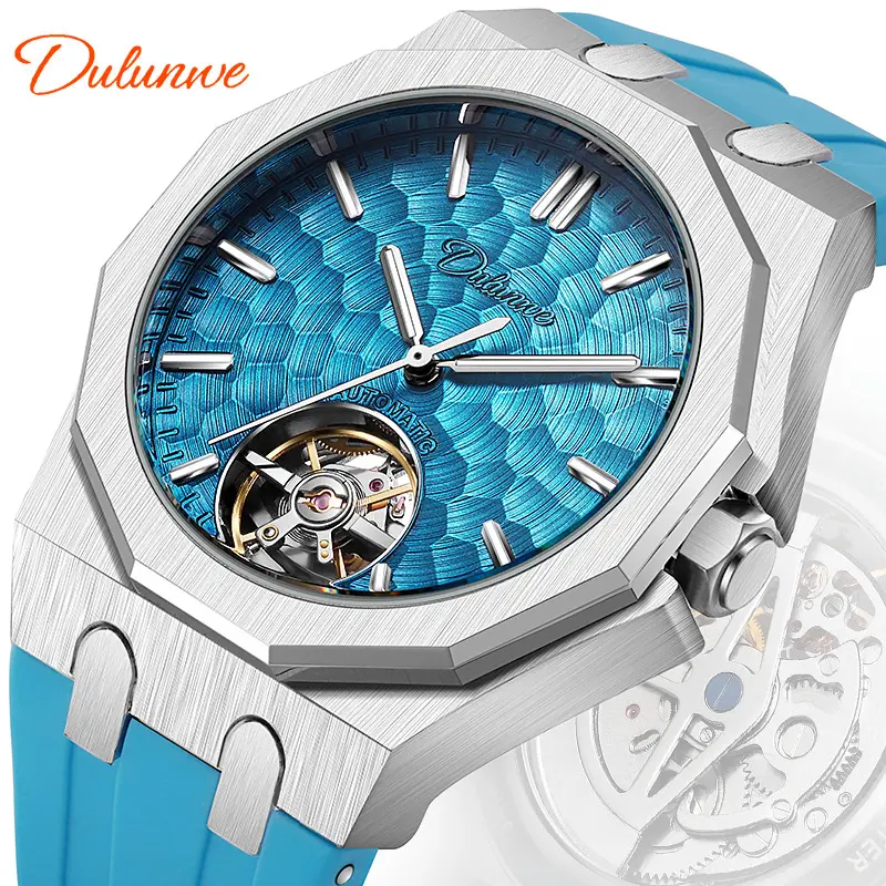 Durenwei Herren-Automatikuhr Tourbillon Stahlarmband