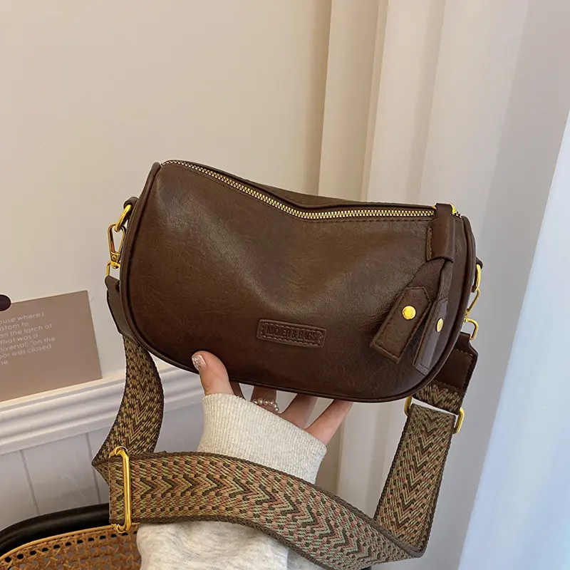 Moda Boston Çanta, Geniş Askılı Retro Yastık Çanta, Kadın Çapraz Askılı