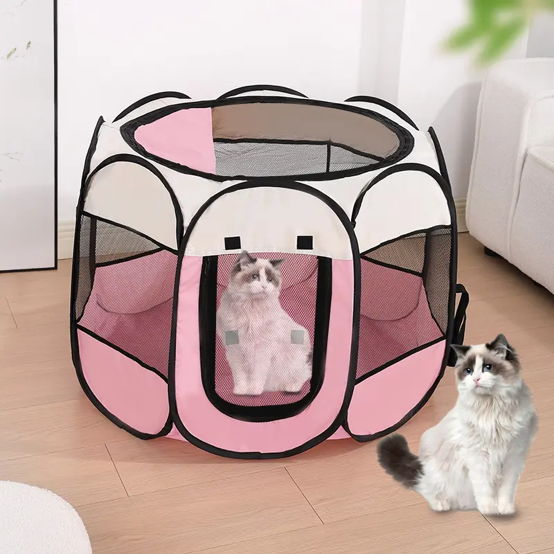 Sınır ötesi popüler köpek oyun parkı sekizgen kafes kedi doğum odası Oxford kumaş yıkanabilir katlanabilir çadır toptan köpek kulübesi kafesi