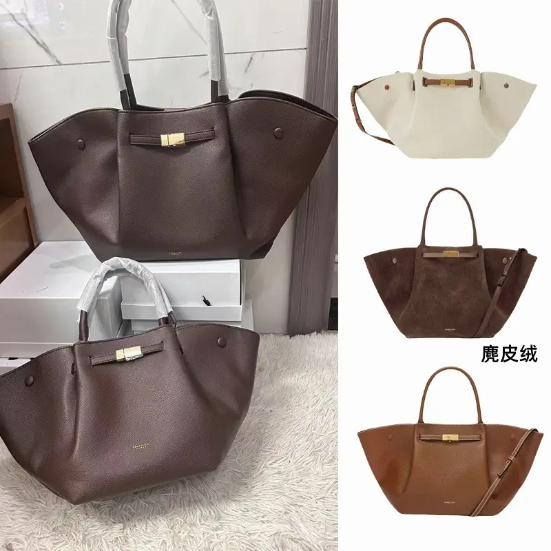 Demellier Flügeltasche, echtes Leder, große Tote-Tasche