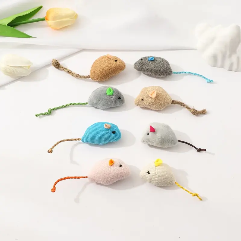 Plush Mouse Set Cat Toy, Feather, Scratch and Bite Resistant