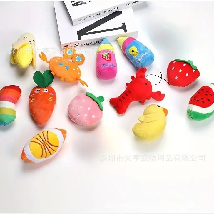 Dog Cartoon Fruit Squeaky Toy, Chew-Resistant Plush
