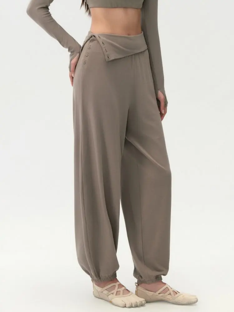 Damen-Pilates-Yogahose, locker, Jogger-Stil mit Bündchen