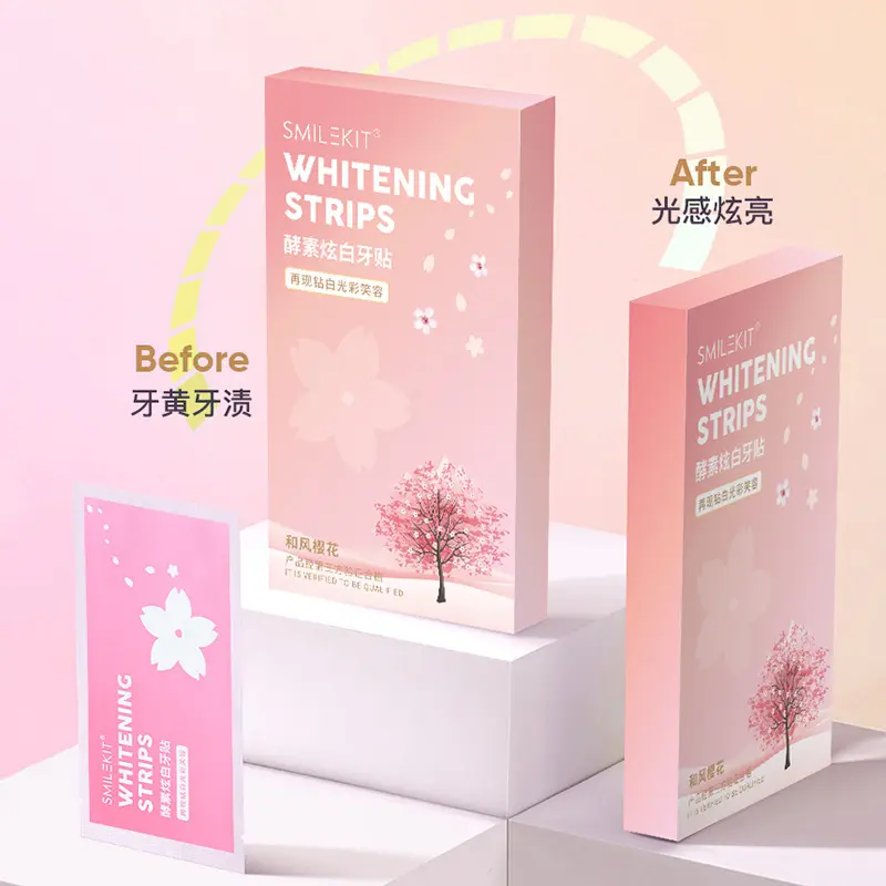 Smilekit Sakura Enzyme Teeth Whitening Strips, Professional Whitening