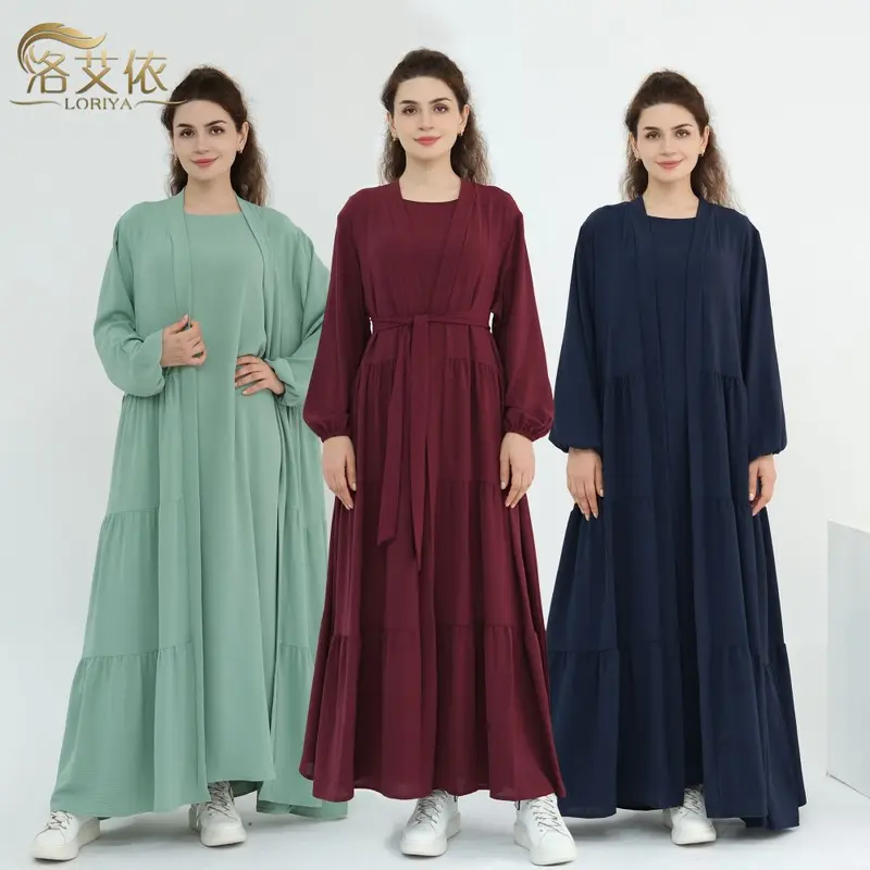 Loriya LR1018 Einfarbiges Kleid in Großen Größen, Zweiteiler-Set