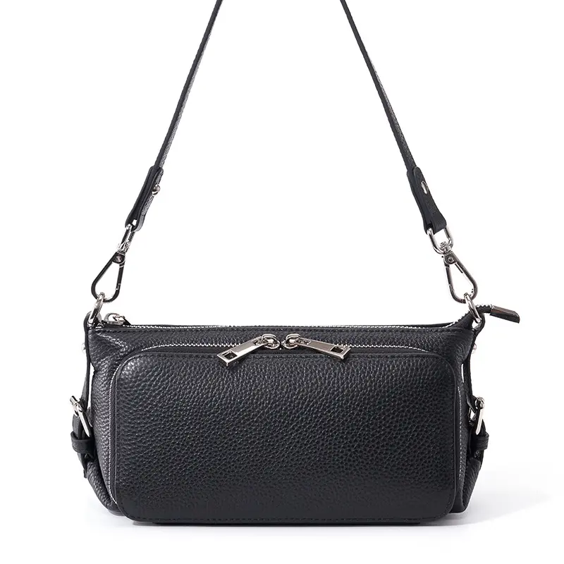 Genuine Leather Women's Shoulder Bag, Crossbody Strap, Large Capacity