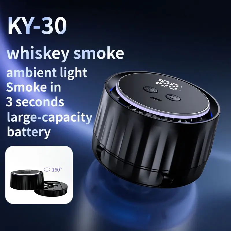 Elektrischer Whiskey-Raucher mit 7-Farben-Licht und 6 Holzchips