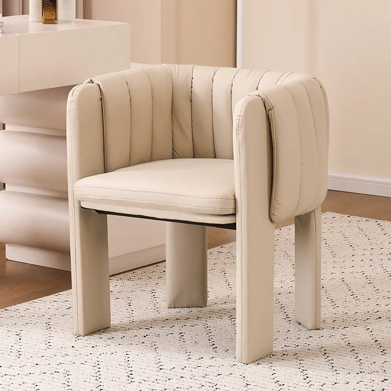 Single Backrest Chair with Vanity and Manicure Stool Style
