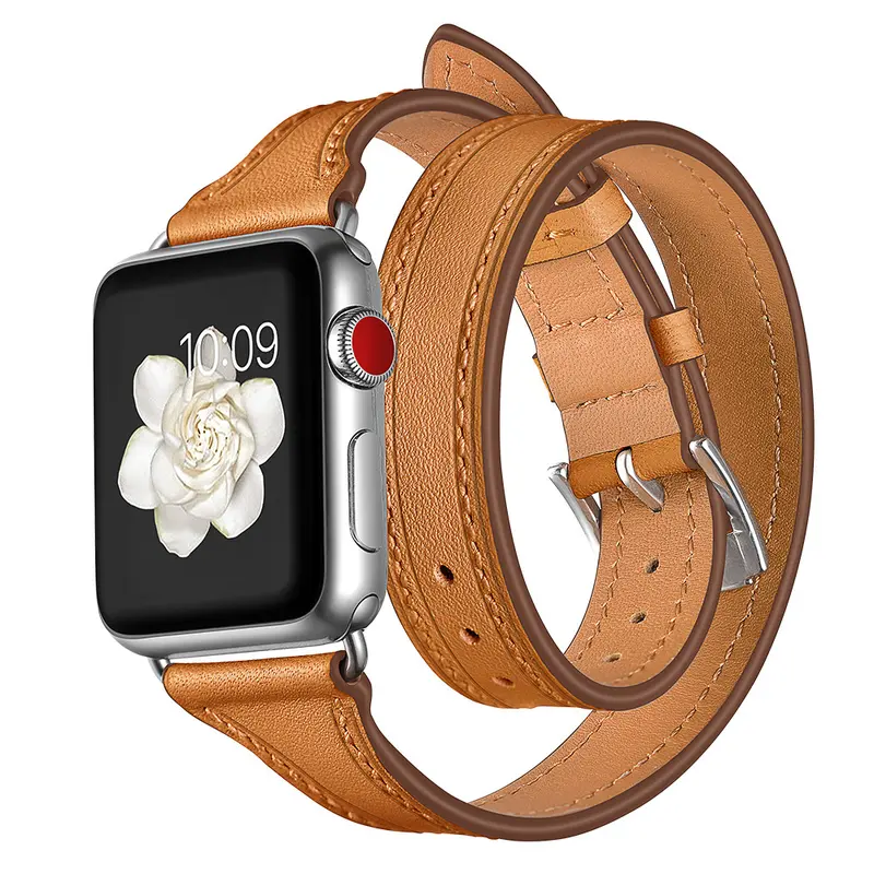 Genuine Leather Strap for Apple Watch 1/2/3/S11, Double-Loop
