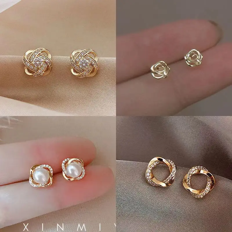 Zirkonia-Glücksklee-Ohrstecker, elegantes Design