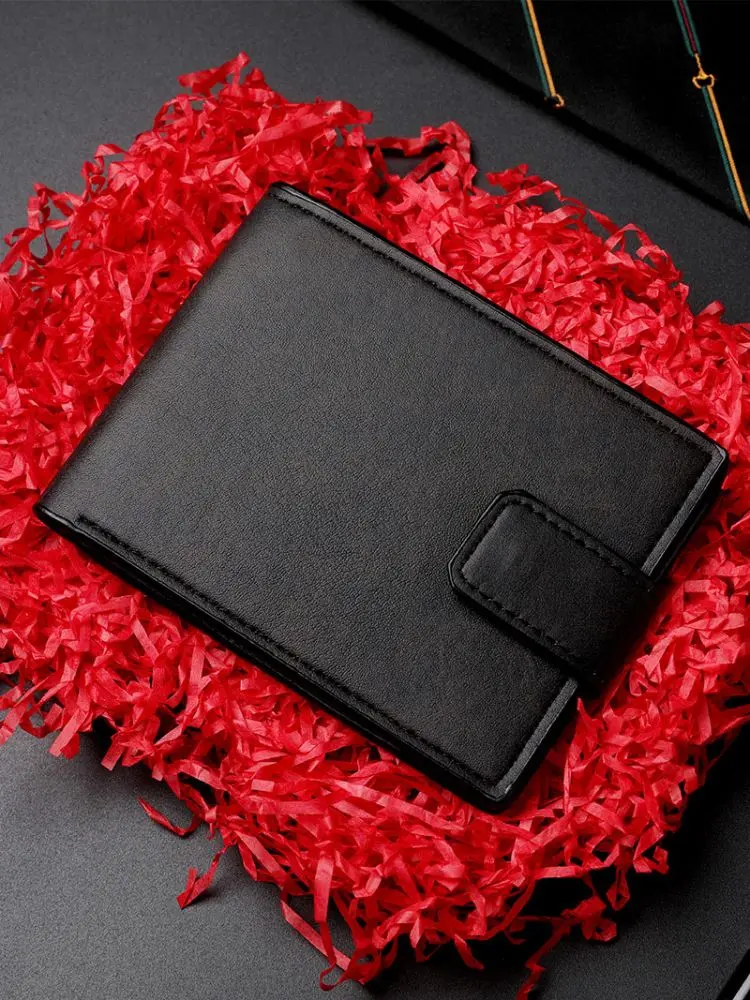 Men's Short Bifold Wallet, Retro Snap Closure Leather Coin Purse