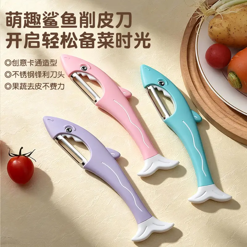 Shark-design vegetable peeler, stainless steel