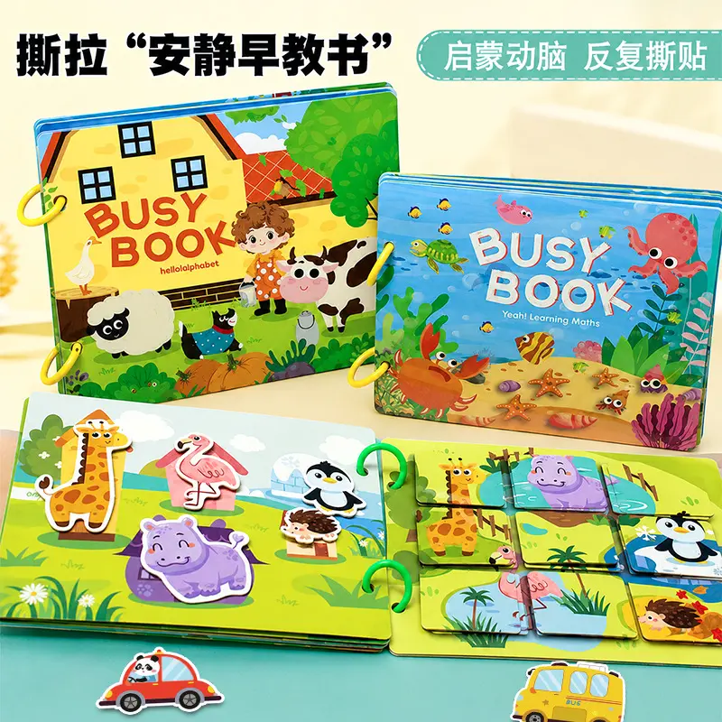 Quiet book with DIY stickers for early learning and logic development