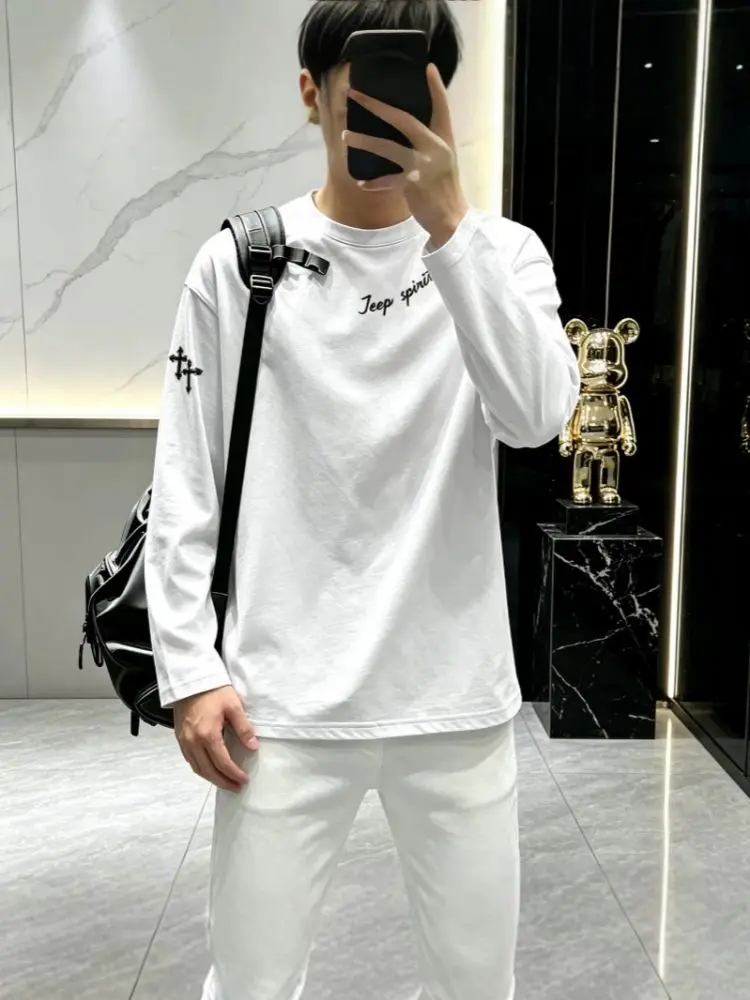 Men's Thin Loose Long Sleeve Base Layer Top, Casual T-Shirt