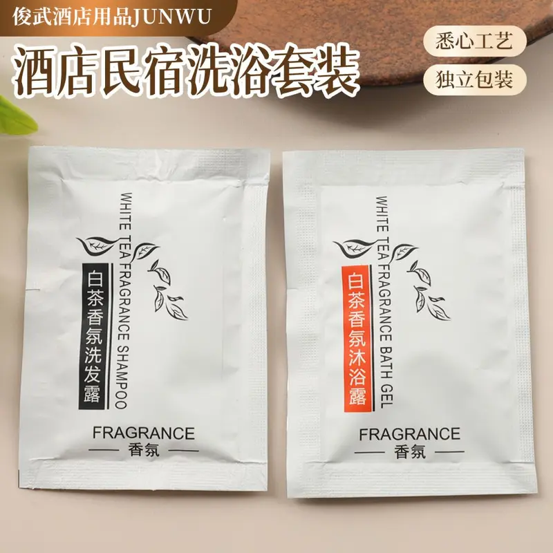 White Tea Shampoo and Shower Gel, Single-Use Small Sachet for Hotels