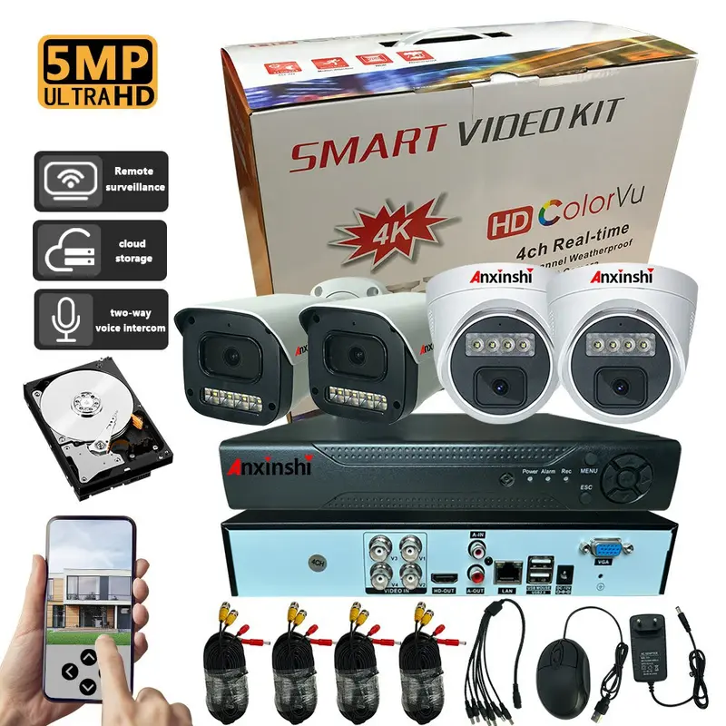 4-Kanal AHD Kamera DVR Set 2MP/5MP mit Nachtsicht