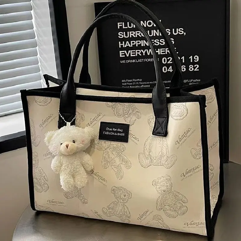 Große Canvas-Tote-Tasche, Achseltasche, Modell 2024