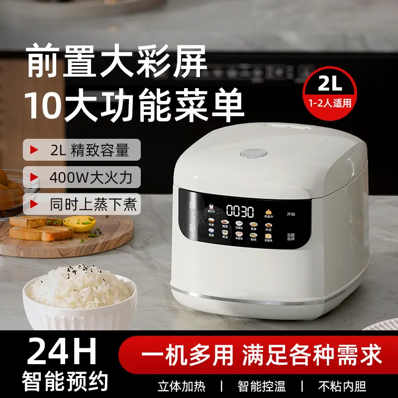2L Mini Rice Cooker for 2-3 People, Multifunctional Smart Household, 110V
