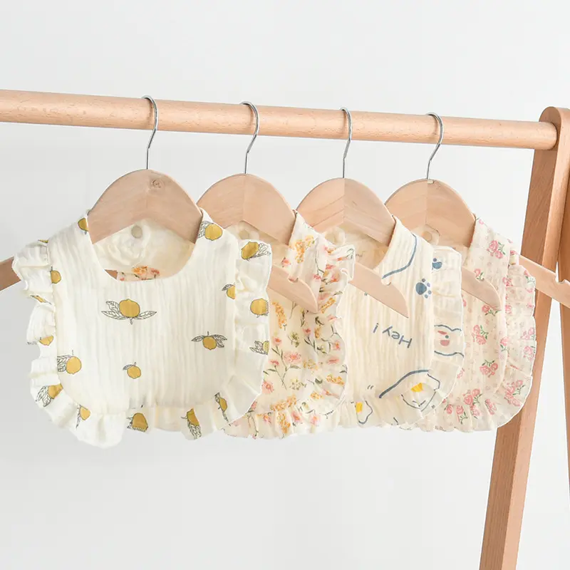 Reine Baumwolle Baby-Lätzchen mit Rüschen, Klasse A Mull, saugfähig