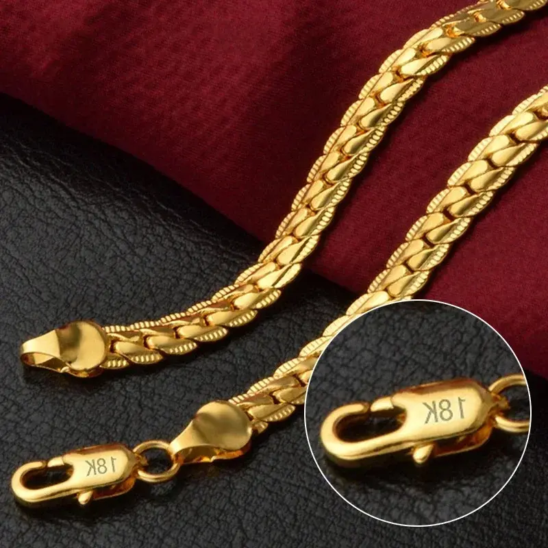 TEMU AliExpress popüler Avrupa ve Amerikan moda gümüş takı 18K altın kaplama takı 5MM araba dantel yan kolye 20-60cm