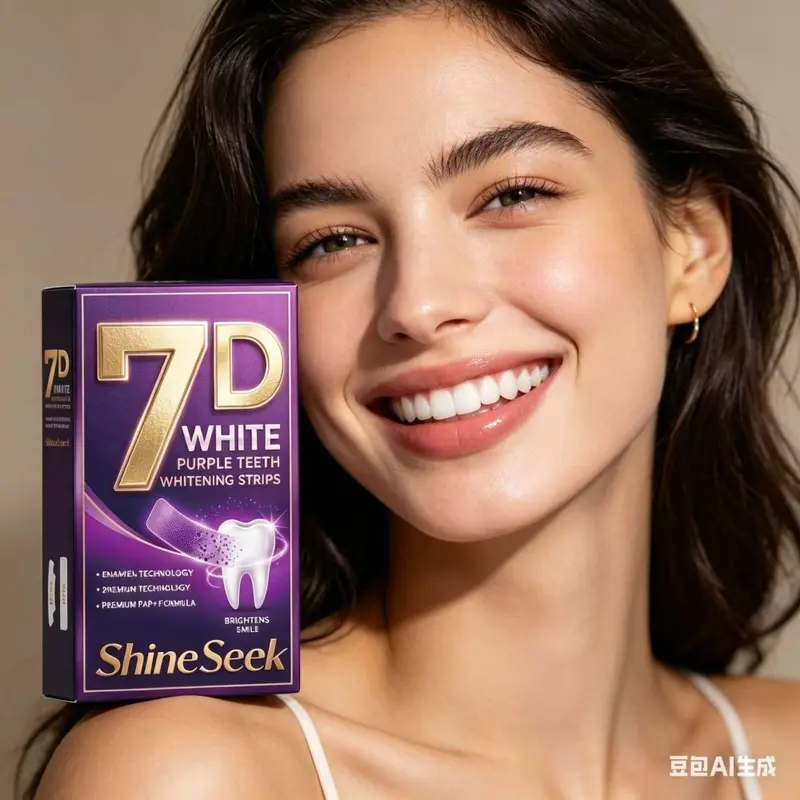 Gold 7D Purple Whitening Dry Teeth Strips, No Residue, PAP+ Formula