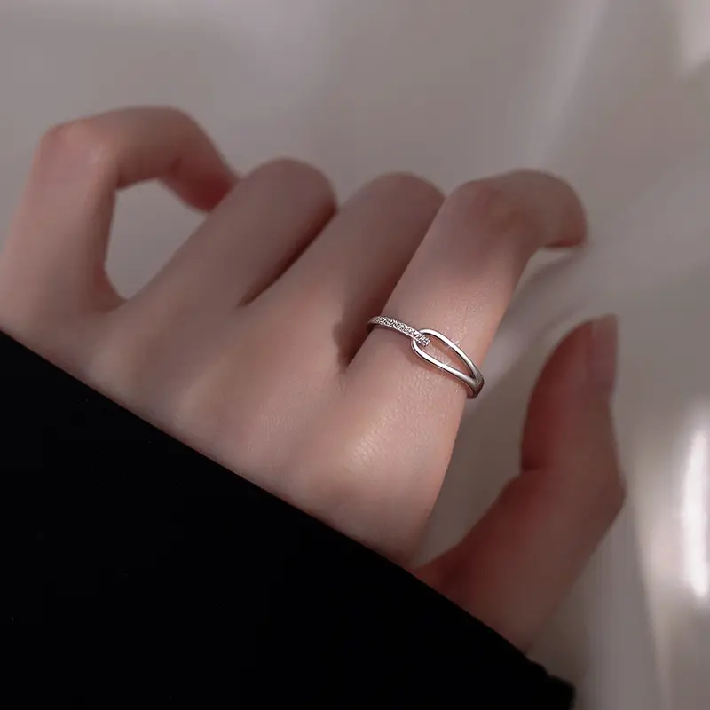 925 Sterling Silver Smooth Ring Women's Open Design