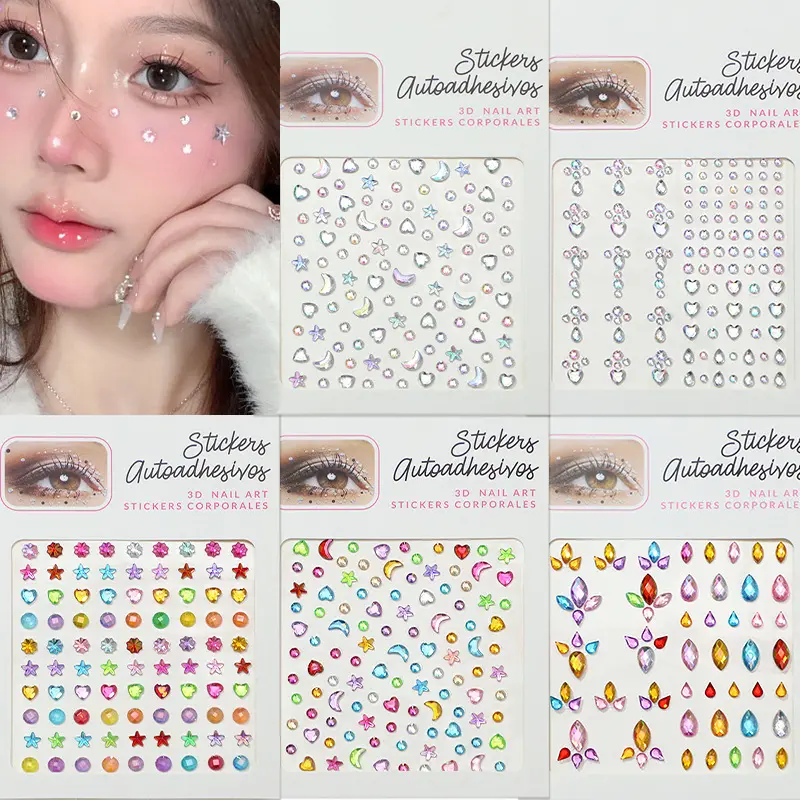 Pearl and Diamond Face Sticker Set, Rhinestone, Brow and Kids Face Accessory