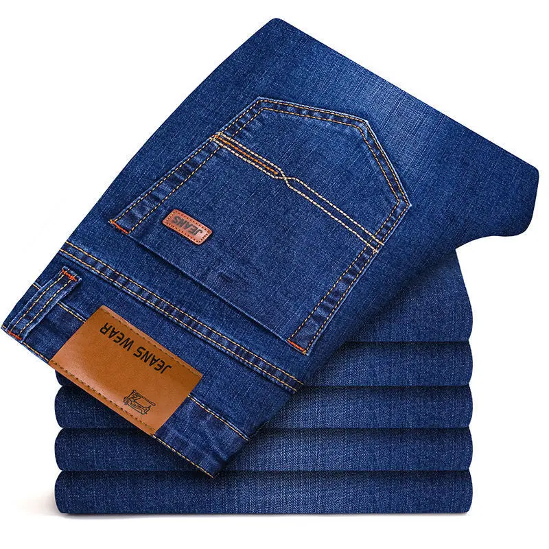 Herren Sommer-Jeans dünn, locker gerade geschnitten, lässig
