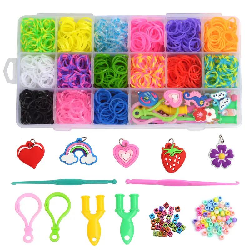 18-Farben-Regenbogen-Gummibänder DIY Webarmband-Set