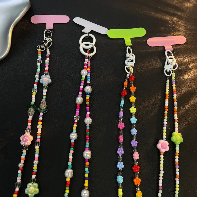 Colorful Beaded Phone Chain, Long Crossbody Strap for Bags and Camera Cases