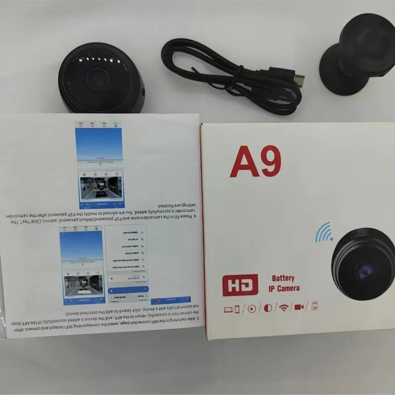 Sınır Ötesi Bestseller Toptan A9 Uzak Kumanda Kablosuz Ağ HD İzleme Kamerası 360 Derece Dedektörlü Gece Görüşlü Koruma