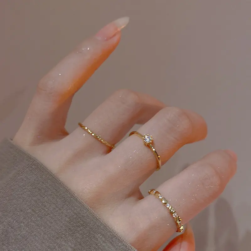 Zircon stone ring, natural color, open design