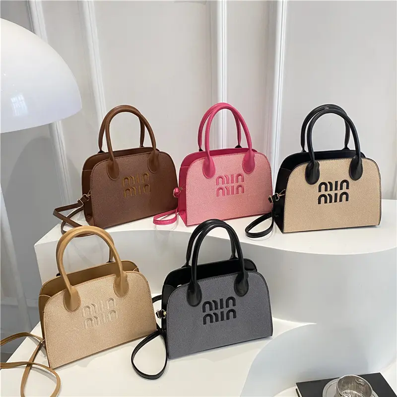 Women's Large Lettered Handbag with Shoulder and Crossbody Strap