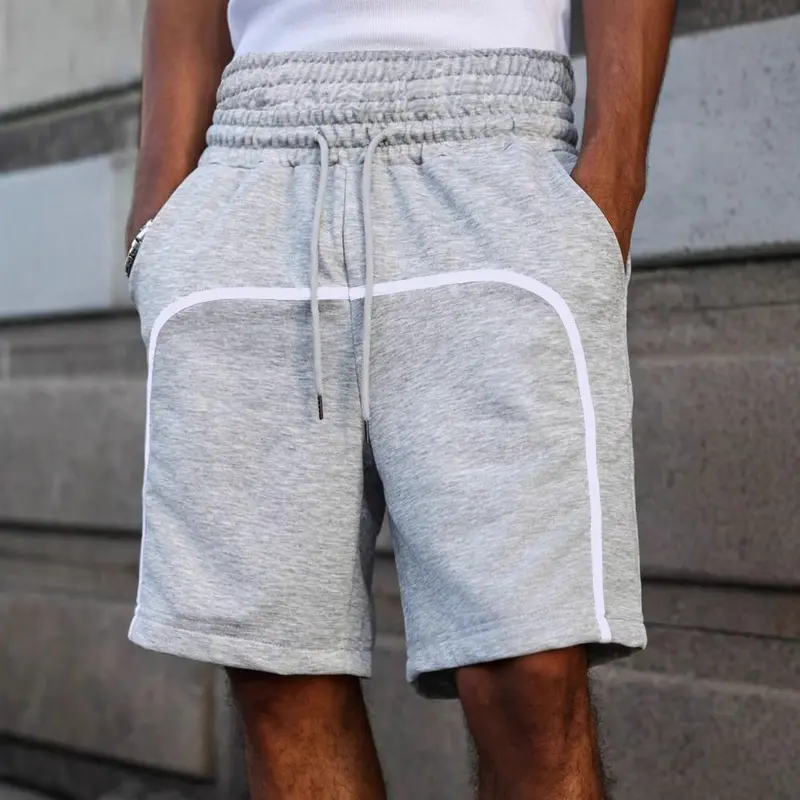 Herren-Freizeitshorts mit doppeltem Bund, Grau, locker gestrickt