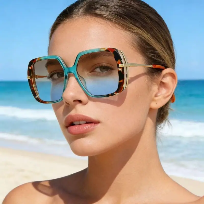 Unisex Large-Frame Sunglasses, Contrast Color Design