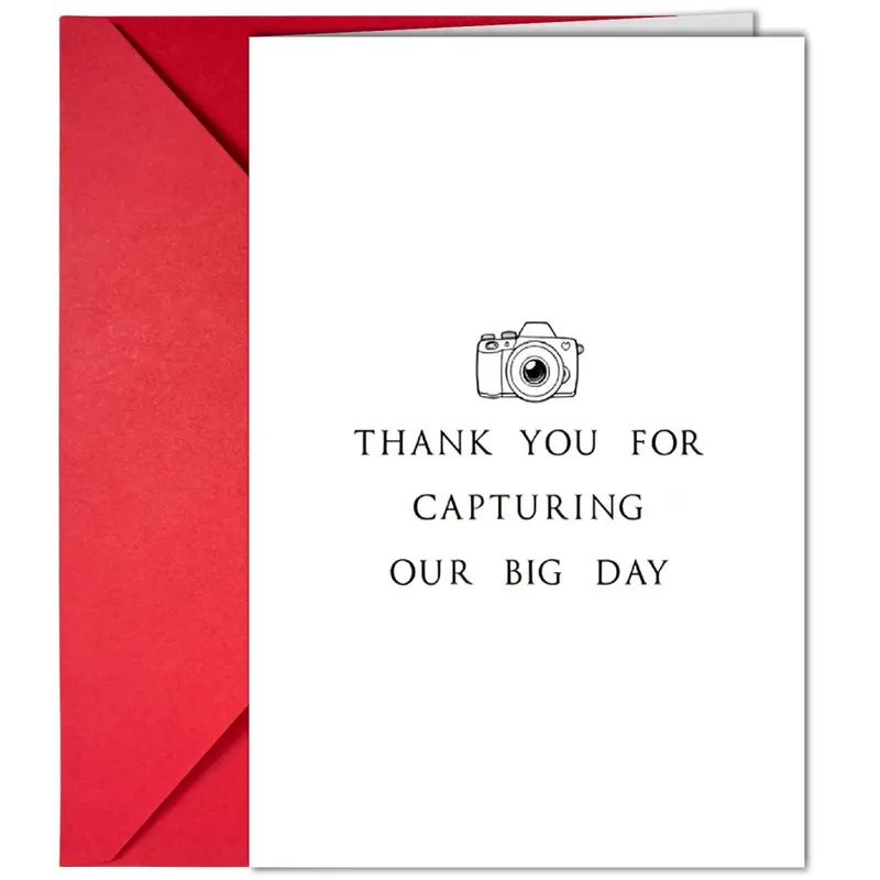 Wedding Photographer Thank-You Card with Envelope Set, Camera Illustration, 1 Piece