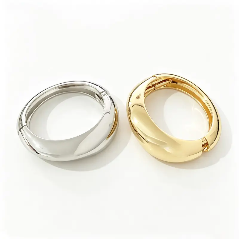 Metal open elastic couple bracelet, irregular design