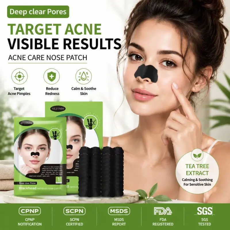 Bamboo Charcoal Blackhead Removal Nose Strips, Peel-Off T-Zone