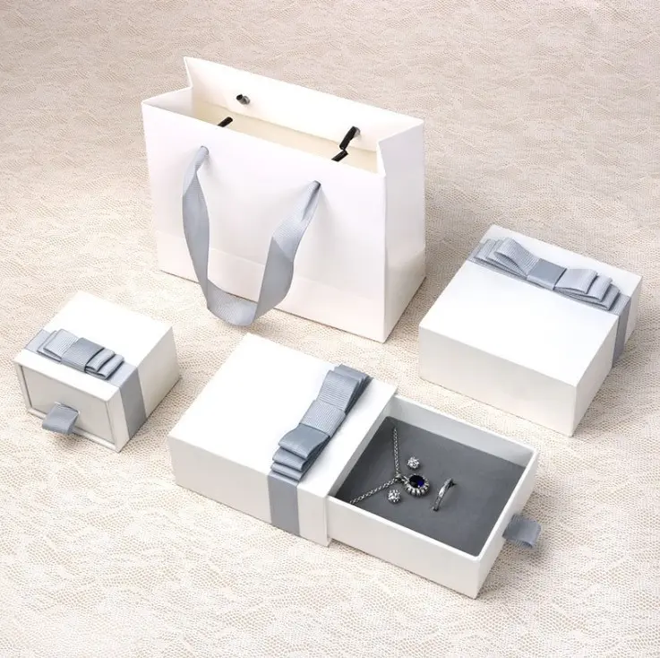 Manufacturer Wholesale Orange Peel Texture Ring Necklace Bracelet Box Drawer Box Jewelry Gift Box Jewelry Packaging Box Custom Logo Printing Available