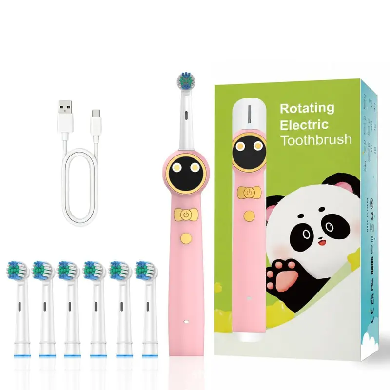 Children's rotating electric toothbrush rechargeable, waterproof, cute animal design