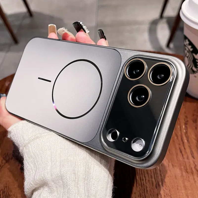 适用苹果18promax手机壳秒变大视窗AG流光磨砂磁吸iPhone17保护套