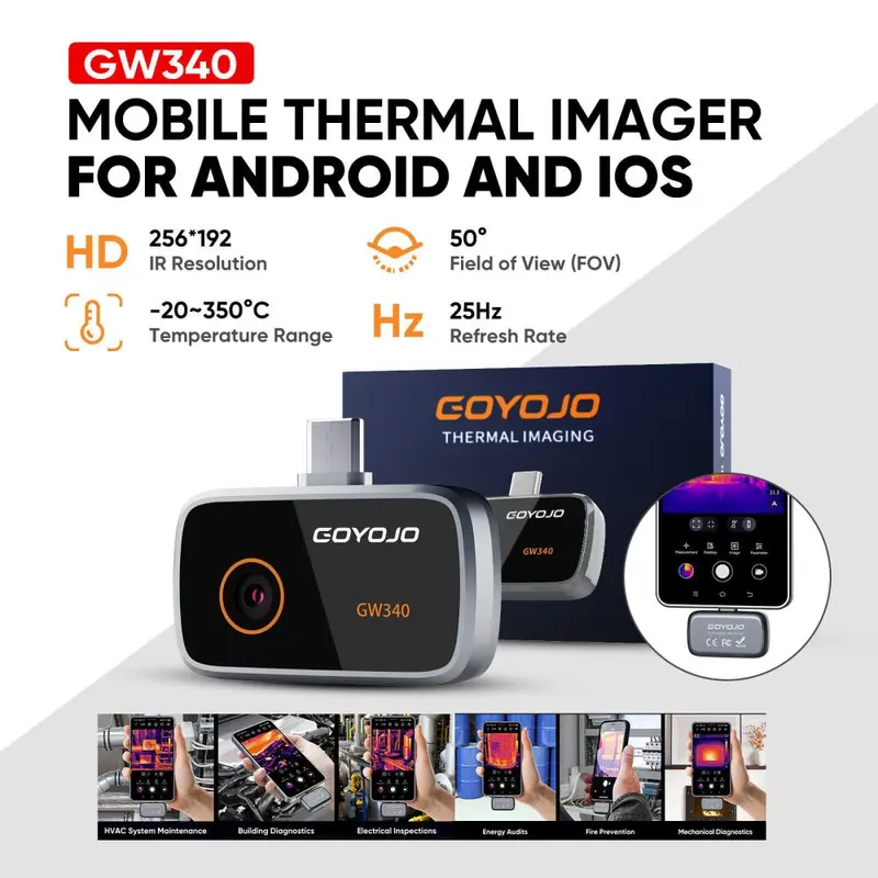 256x192 Type-C Phone Thermal Imager for Power Line Fault Detection