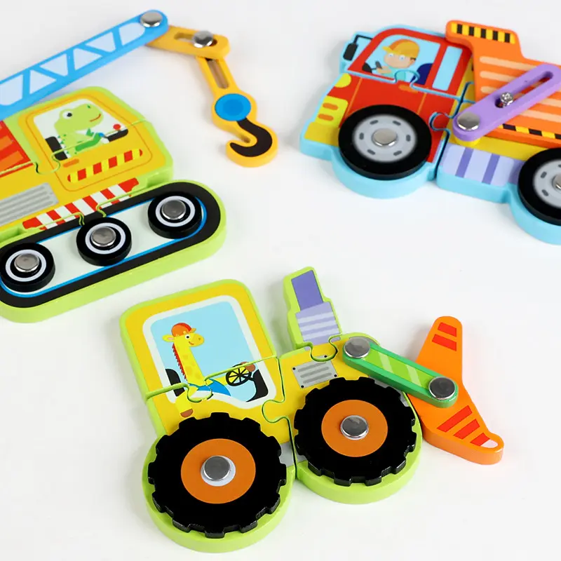 Kinder 3D-Puzzlespielzeug Holz Verkehr Stecksystem