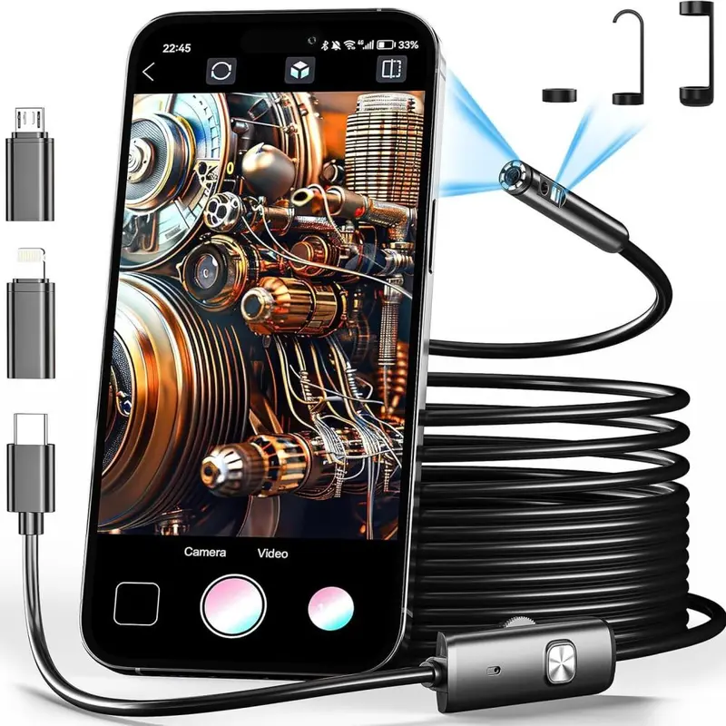 Apple Android evrensel yüksek çözünürlüklü 1920P1440P yarı sert sert hat endoskop otomatik tamir endüstriyel boru hattı kamerası