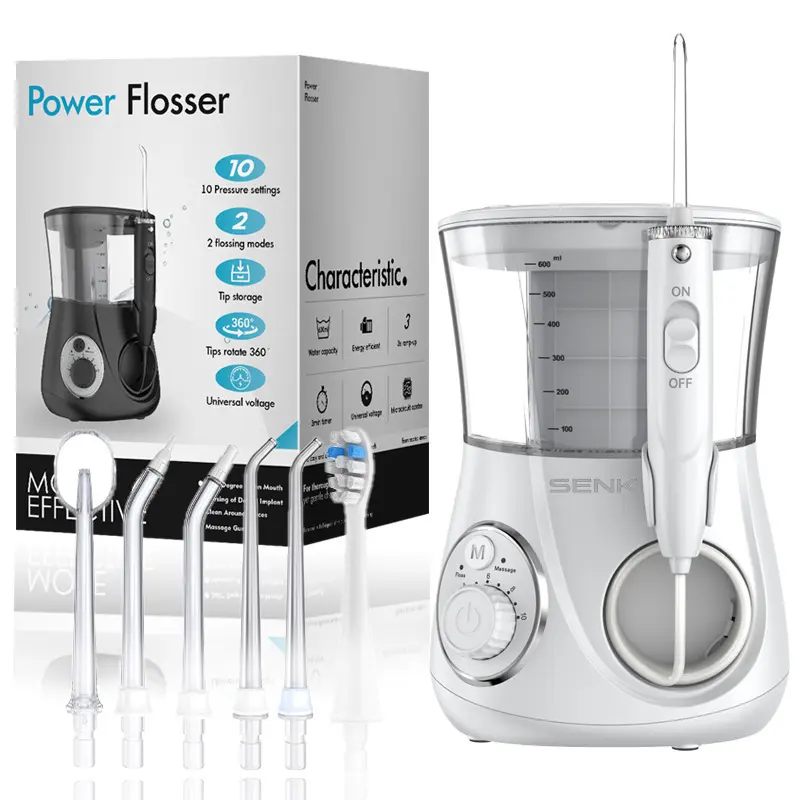 Electric water flosser, large capacity, 6 nozzles