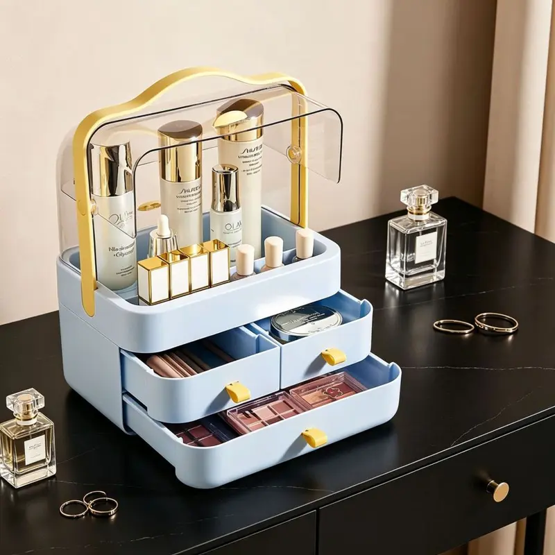 Tragbarer Kosmetik-Organizer mit Deckel