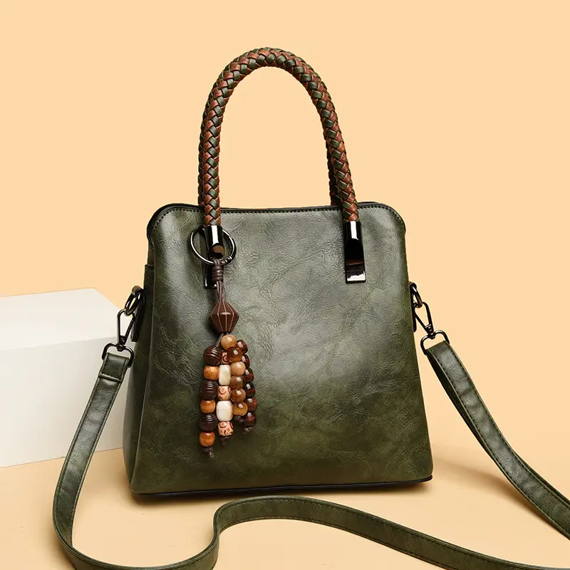 Soft Leather Retro Women's Handbag with Shoulder Strap