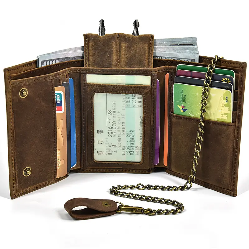 Men's Genuine Leather Wallet, Crazy Horse Leather, Multiple Card Slots