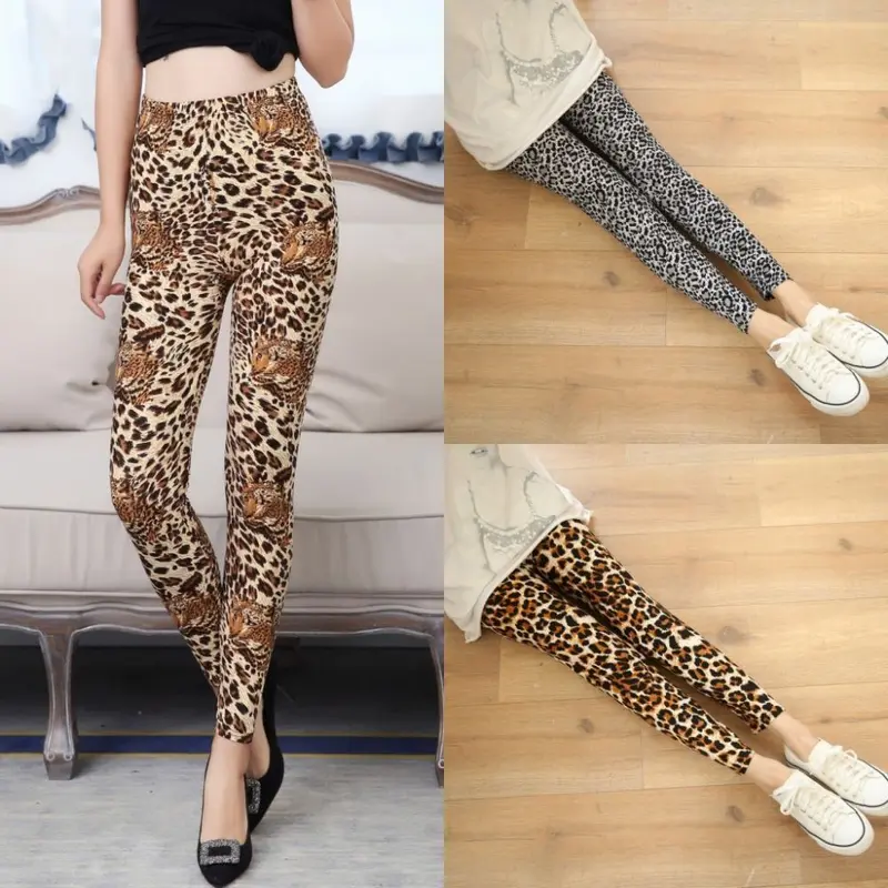Women's Leggings, High Stretch, Slimming, Soft Plus Size Leopard Print