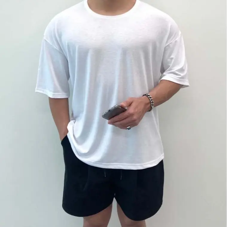 Herren-T-Shirt aus Baumwolle, große Größe, locker geschnitten, kurzarm